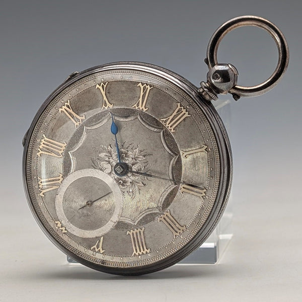 1862 年英國古董裝飾錶盤鑰匙上鍊懷錶直徑 53 毫米工作狀況良好